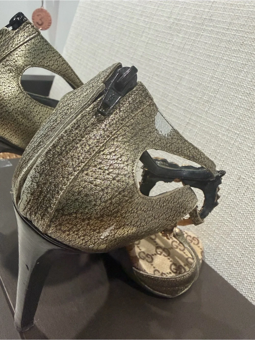 Gucci Tom Ford 2004 Dragon GG Monogram Heels Sandals 37C